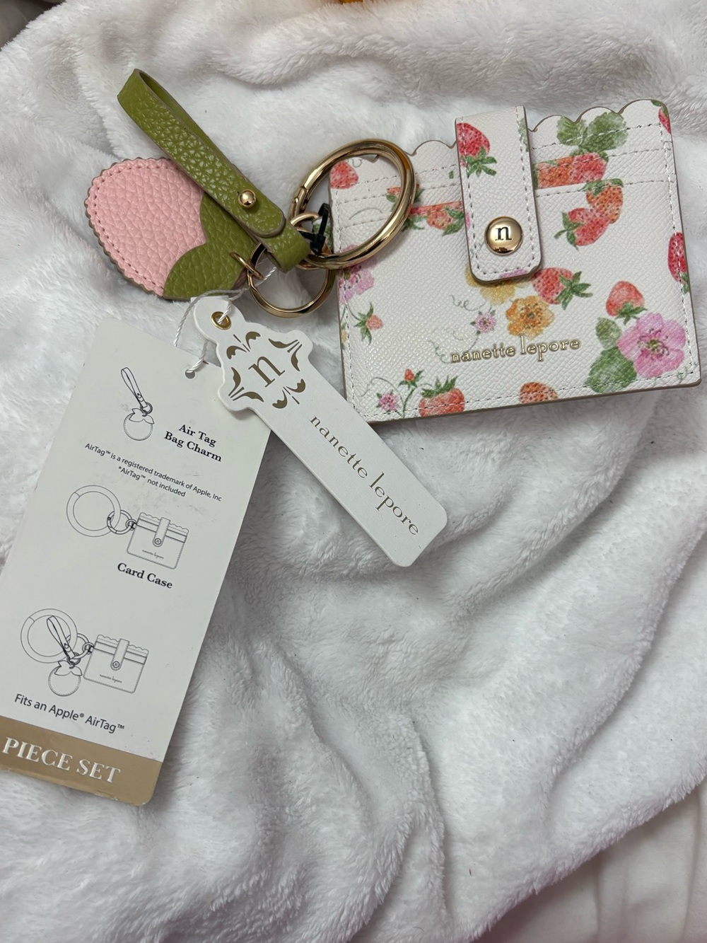 nanette lepore Floral Strawberry Card Case & Keyring fits an Apple airtag